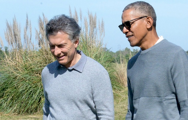 Barack Obama junto a Mauricio Macri en el Buenos Aires Golf Club.