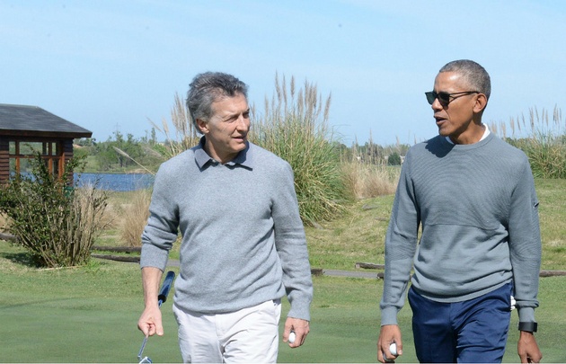 Barack Obama junto a Mauricio Macri en el Buenos Aires Golf Club.