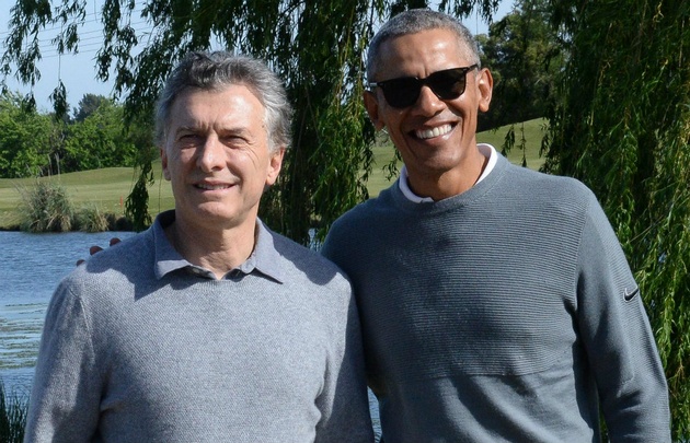 Barack Obama junto a Mauricio Macri en el Buenos Aires Golf Club.