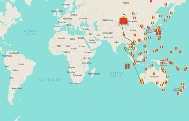A través de una aplicación se puede seguir el recorrido del personaje navideño.