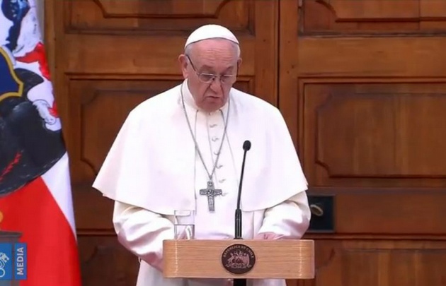 Francisco en su primer discurso en Chile.