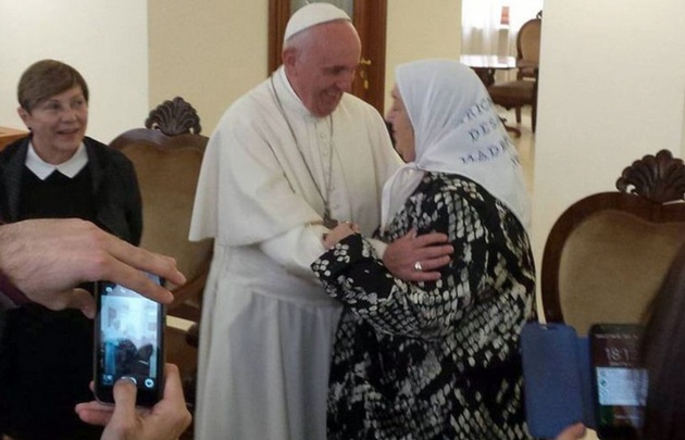 Hebe cuando se reunió con Francisco en mayo de 2016.