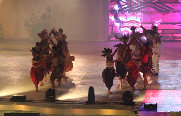 El acto central estuvo inspirado en Los Huarpes, pueblo originario.