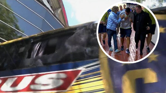 Incidentes en la llegada del micro de Boca al Monumental