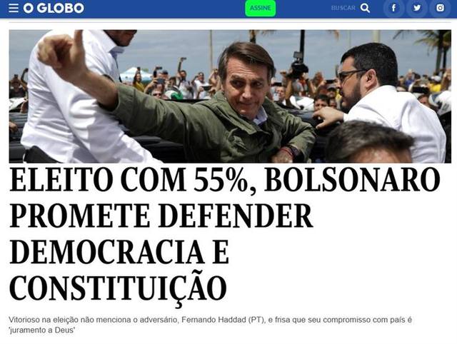 El triunfo de Bolsonaro, en la tapa de los diarios del mundo