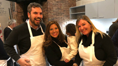 Geo, Celeste y Bernaus se sumaron a la semana de la pizza