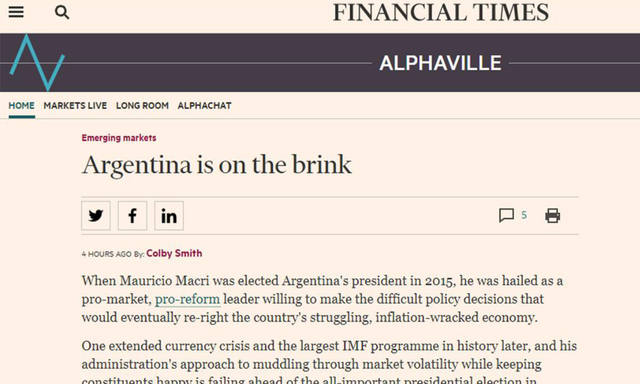 FOTO: Según el Financial Times, Argentina 