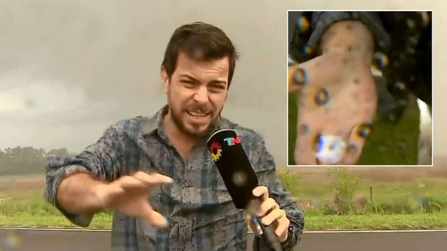 La accidentada cobertura de José Bianco en plena granizada