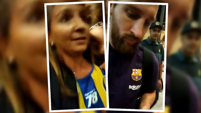 Una hincha de Central provocó a Messi en un aeropuerto