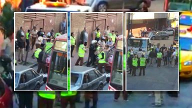 Agentes de tránsito, a las trompadas en pleno Centro