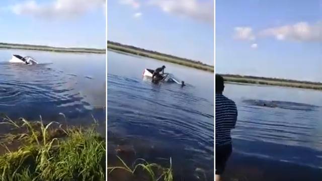 FOTO: Un intendente casi se ahoga al caer con su 4x4 a una laguna