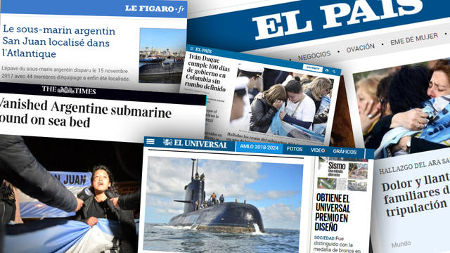 FOTO: Los diarios del mundo hablan del hallazgo del ARA San Juan