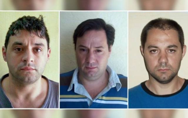 Víctor Schillaci, Martín Lanatta y Cristian Lanatta, los tres delincuentes fugados.