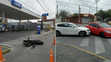 Chocó a una moto y en la huida tuvo un nuevo accidente