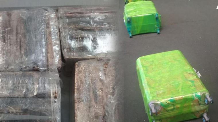 La droga estaba oculta en valijas.
