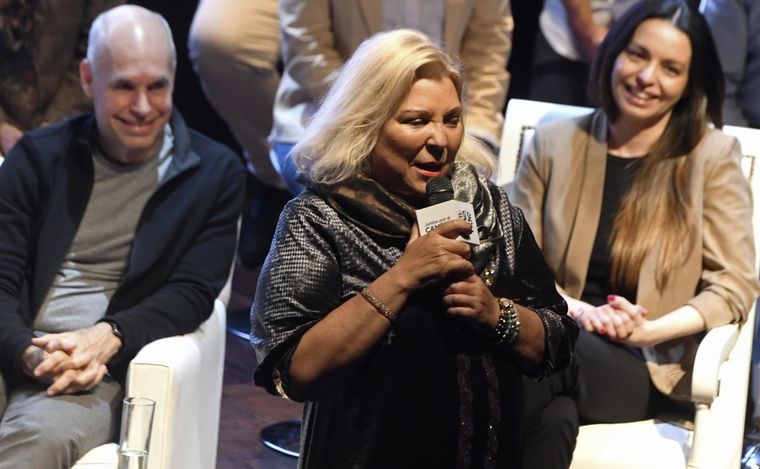 Carrió durante un acto junto a Rodríguez Larreta