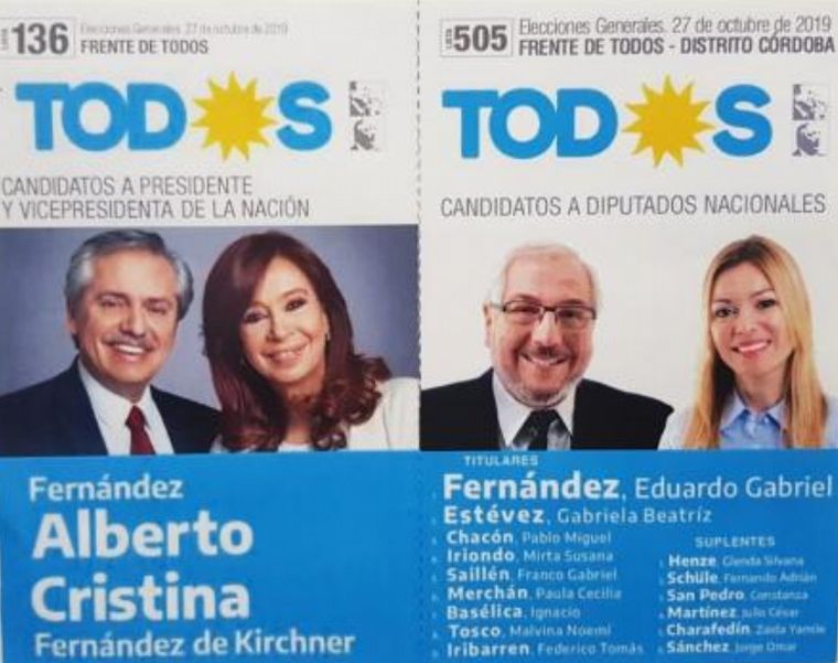 Boleta del Frente de Todos