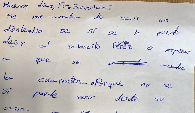 La carta de Sofía al Ratón Pérez.