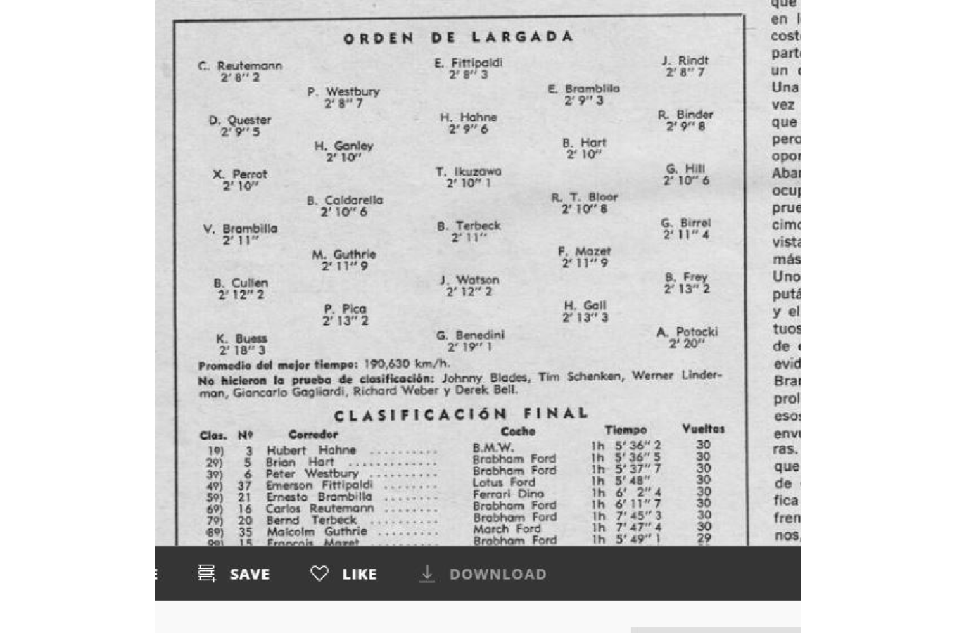 La primera Pole de Reutemann, doblegando a Jochen Rindt