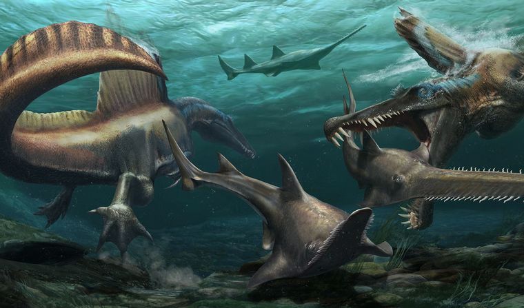 Ilustración de Spinosaurus (Ilustración de Davide Nonadonna)