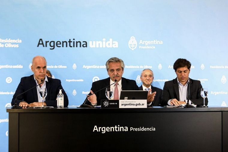 Alberto Fernández encabezó la conferencia de prensa.