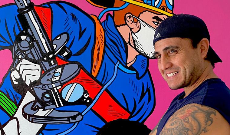 Flavio Galván pinta a héroes de la salud y seguridad desde Miami.