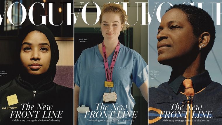 Trabajadoras esenciales fueron elegidas para la tapa de la revista Vogue.