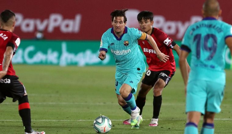 Messi durante el partido en que Barcelona derrotó al Mallorca 4 a 0.
