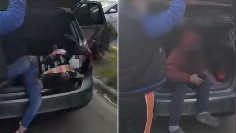 Los hijos viajaban ocultos en el baúl del auto.