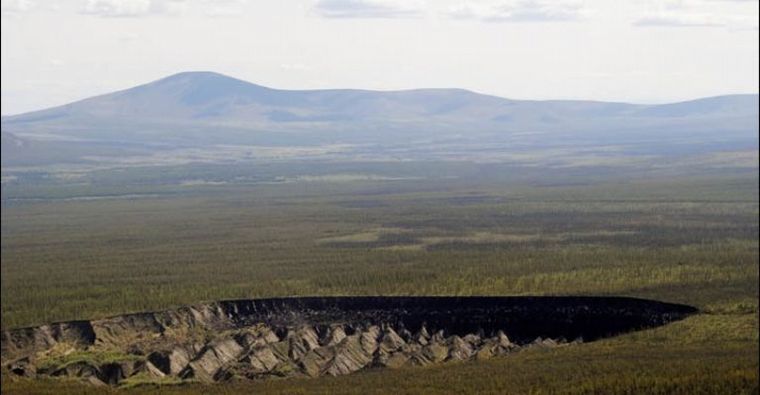 El cráter de Batagaika en la República de Sajá, Rusia.