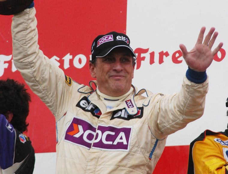 Traverso en su último podio de TC, en La Plata, luego excluído. Foto: G.Cejas