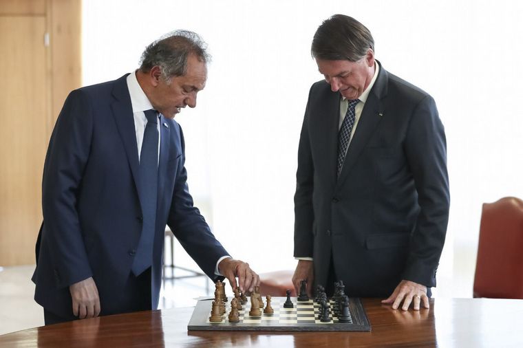 Scioli y Bolsonaro, juntos en Brasil.