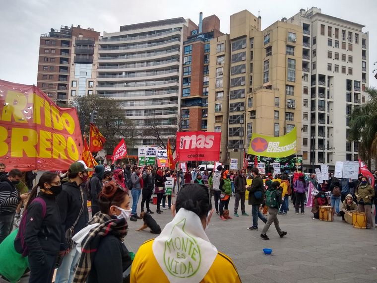 Ambientalistas protestaron por los incendios en Patio Olmos.
