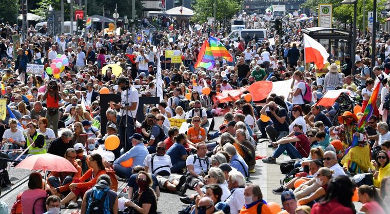 Manifestaciones antimascarillas en Berlín.