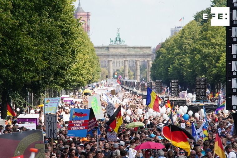 Manifestaciones antimascarillas en Berlín.