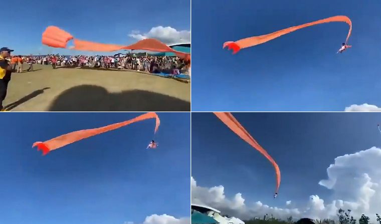 La niña quedó atrapada en un barrilete durante unos minutos.