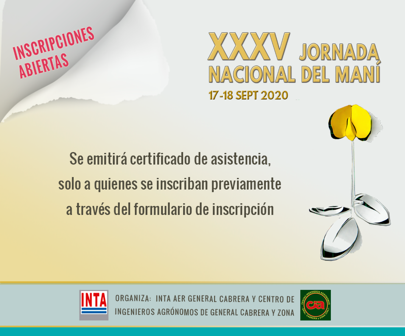 17 y 18 de septiembre tendrá lugar la 35° edición de la Jornada Nacional de Maní.