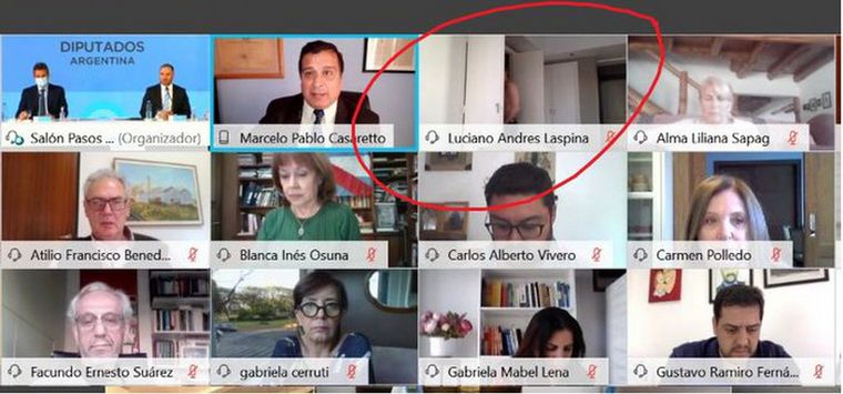 El diputado nacional Luciano Laspina protagonizó un blooper en la sesión virtual.