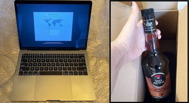 Compró una laptop por Mercado Libre y le llegó un licor