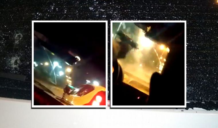 Movil policial acribillado a balazos.