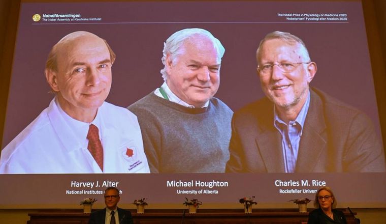 Harvey Alter y Charles Rice y Michael Houghton ganaron el Premio Nobel de Medicina.