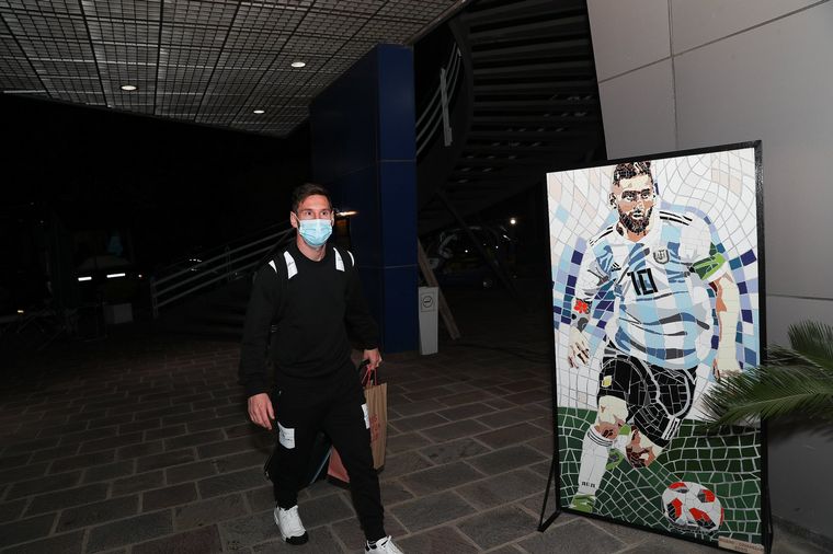 Lionel Messi, al arribar a Argentina.