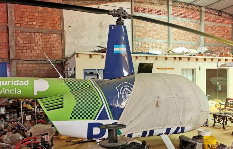 La aeronave, con ploteo del Ministerio de Seguridad bonaerense, estaba en un hangar. 