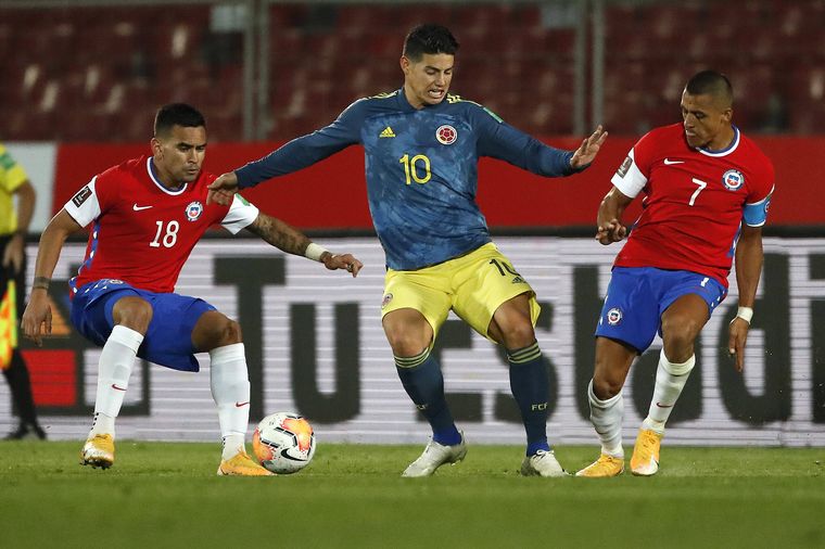 Chile y Colombia igualaron 2-2 en la segunda fecha de Eliminatorias (Foto: @Invictos)