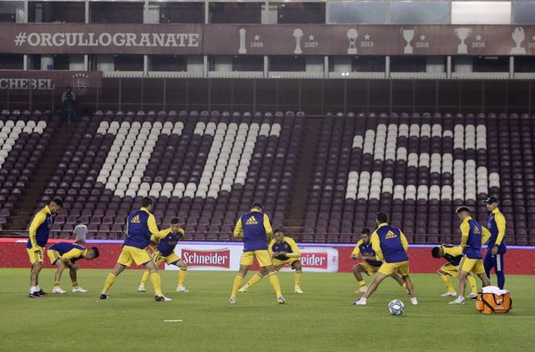 Boca en la antesala del partido con Lanús