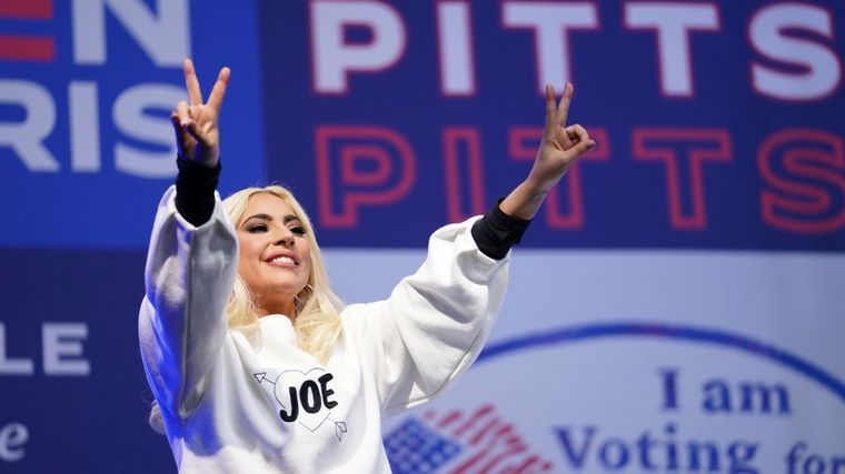 Lady Gaga en el cierre de campaña de Joe Biden (Foto: The Hill)