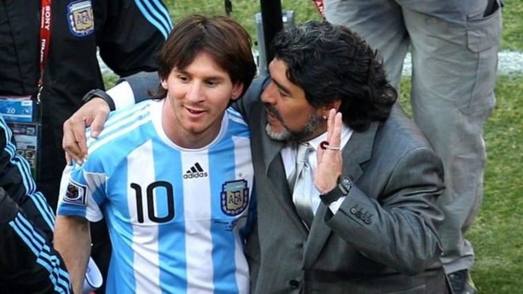 Leo Messi y Diego Maradona