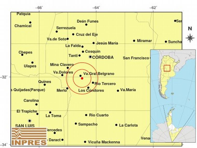 Un sismo de magnitud 3.1 sorprendió a los cordobeses