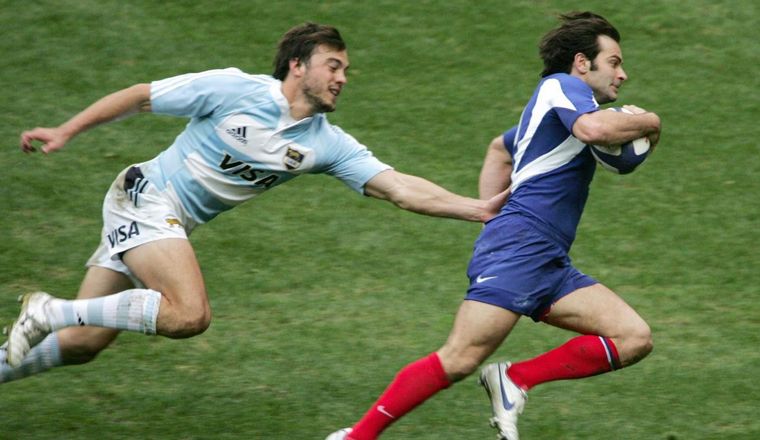 Christophe Dominici en un partido contra Los Pumas.