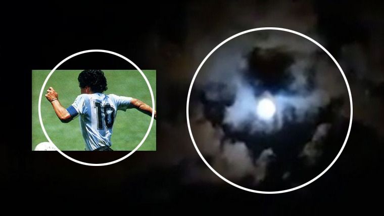 Silueta de Diego Maradona en el Cielo de Paraná